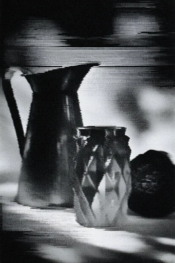 Corrupted Analog Noir style reference image — analog signal decay
