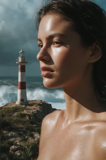 Luminous Coastal Macro style reference image — organic skin texture