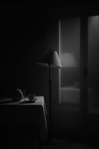 Ethereal Monochrome Noir style reference image — high-contrast monochrome