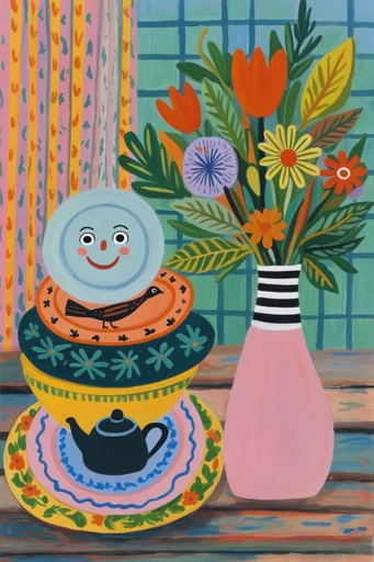 Textured Naive Folk style reference image — visible impasto brushstrokes