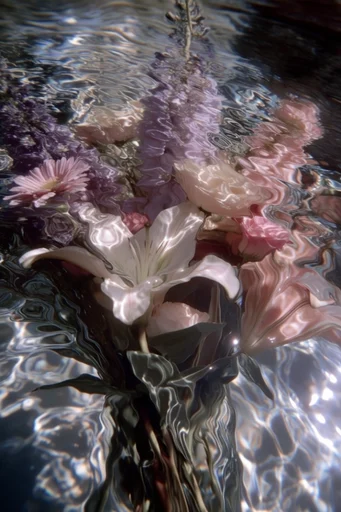 Refractive Surrealist Macro style reference image — water caustics