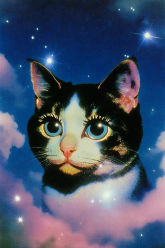Luminous Retro Surrealism style reference image — iridescent light refraction