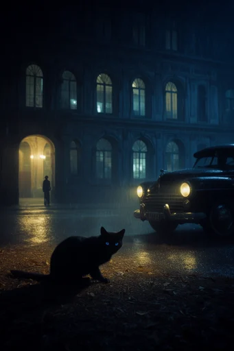 Atmospheric Gothic Noir style reference image — moody urban mystery
