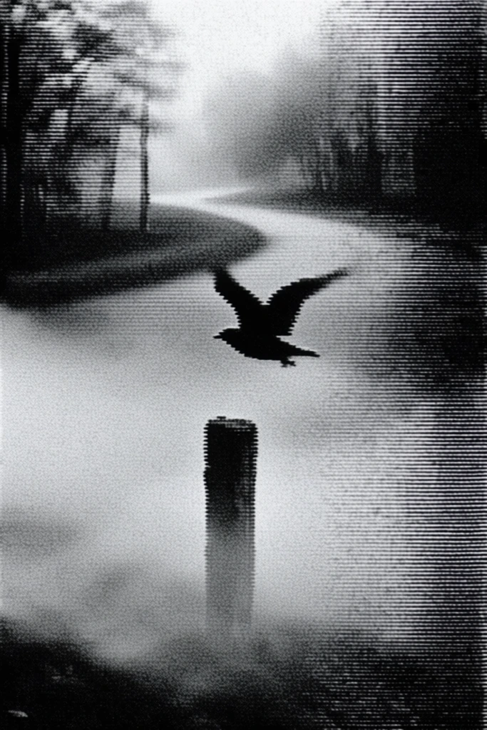 Corrupted Analog Noir style AI image example 2