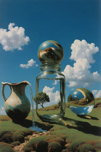 Surreal Pastoral Liminality style reference image — surrealist landscape