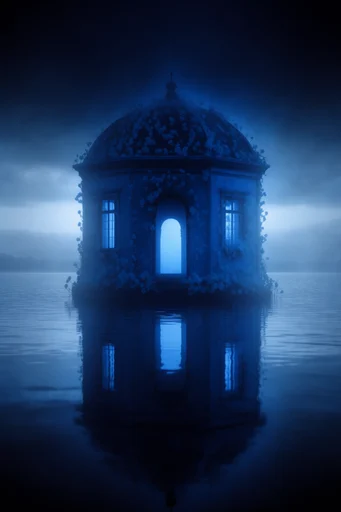Monochromatic Abyssal Brutalism style reference image — liminal space