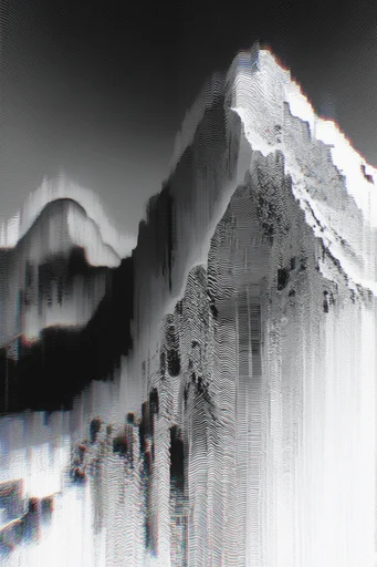 Monochrome Glitch Topology style reference image — optical illusion