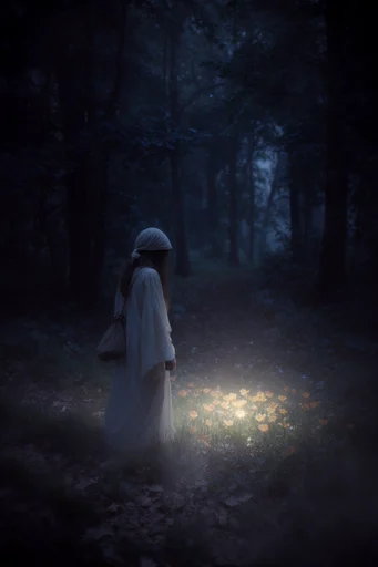 Luminous Nocturnal Mysticism style reference image — high-contrast backlighting