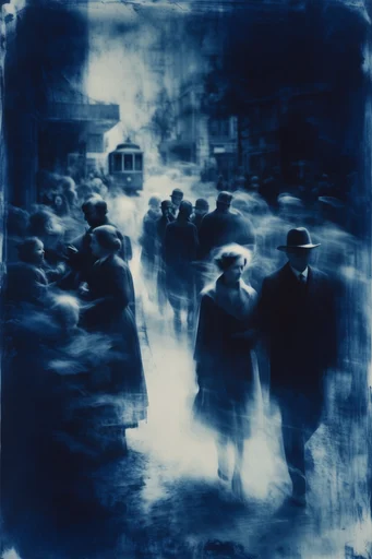 Spectral Indigo Cyanotype style reference image — haunting indigo aesthetic