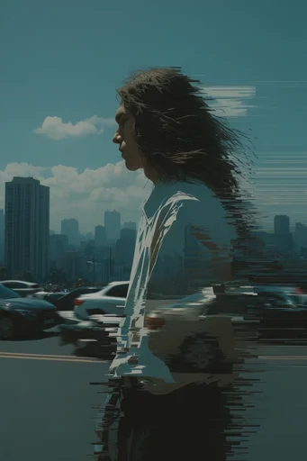 Ethereal Glitch Surrealism style reference image — pixel-sorting