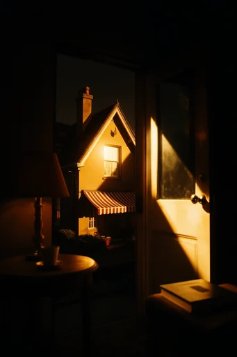 Cinematic Amber Noir style AI image example 4