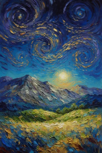 Luminous Celestial Impasto style reference image — swirling impasto brushstrokes