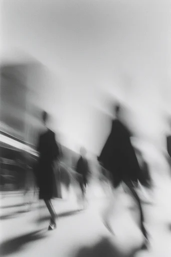 Ethereal Kinetic Monochrome style reference image — high-contrast monochrome
