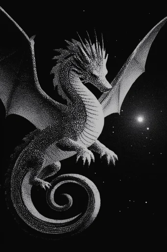 Spectral Stippled Noir style reference image — glowing white silhouette