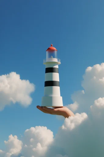 Luminous Surrealist Sky style reference image — levitating objects