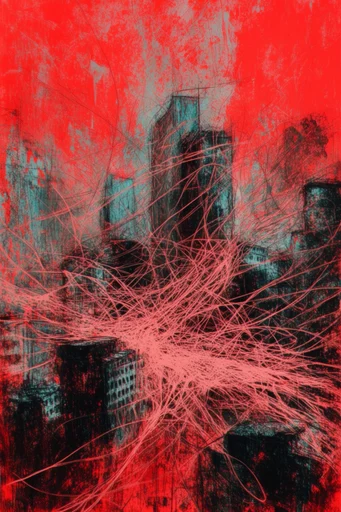 Visceral Crimson Abstraction style reference image — visceral crimson and black