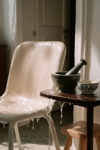 Hyper-Luminescent Fluid Realism style reference image — glistening glass skin