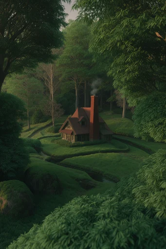 Ethereal Verdant Perspectives style reference image — mossy emerald palette