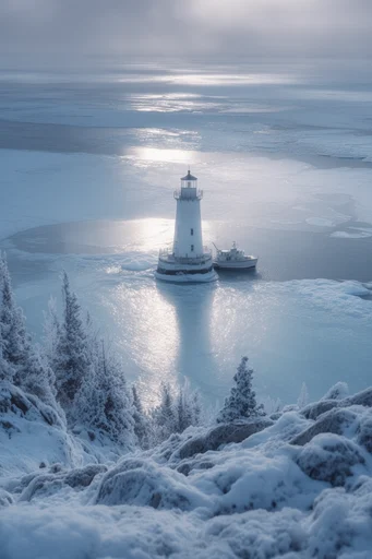 Luminous Aqueous Solitude style reference image — minimalist arctic landscape