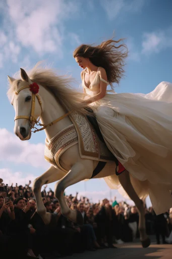 Ethereal Pastoral Nostalgia style reference image — wind-swept sheer fabric