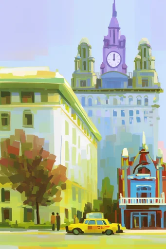 Geometric Impressionist Landscapes style reference image — geometric vector landscape
