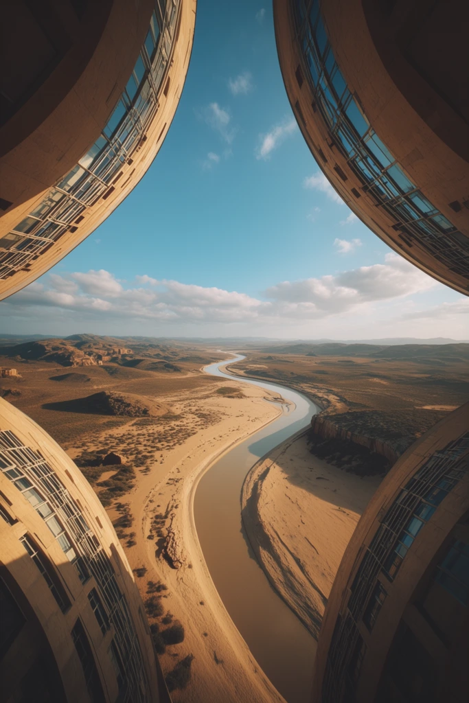 Monolithic Urban Vertigo style AI image example 2