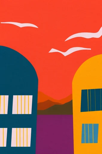 Chromatic Minimalist Expressionism style reference image — amber and indigo contrast