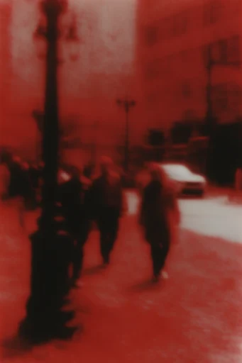 Crimson Spectral Noir style reference image — infrared crimson and black