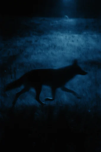 Cinematic Nocturnal Minimalism style reference image — heavy 35mm film grain