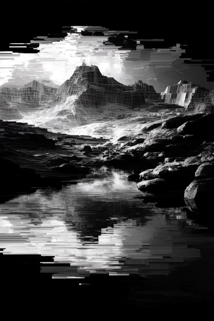 Monochrome Cybernetic Deconstruction style AI image example 2