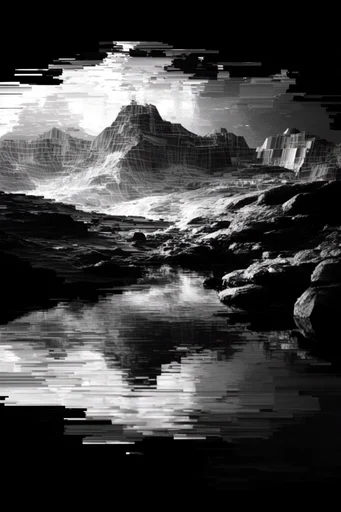 Monochrome Cybernetic Deconstruction style AI image example 2