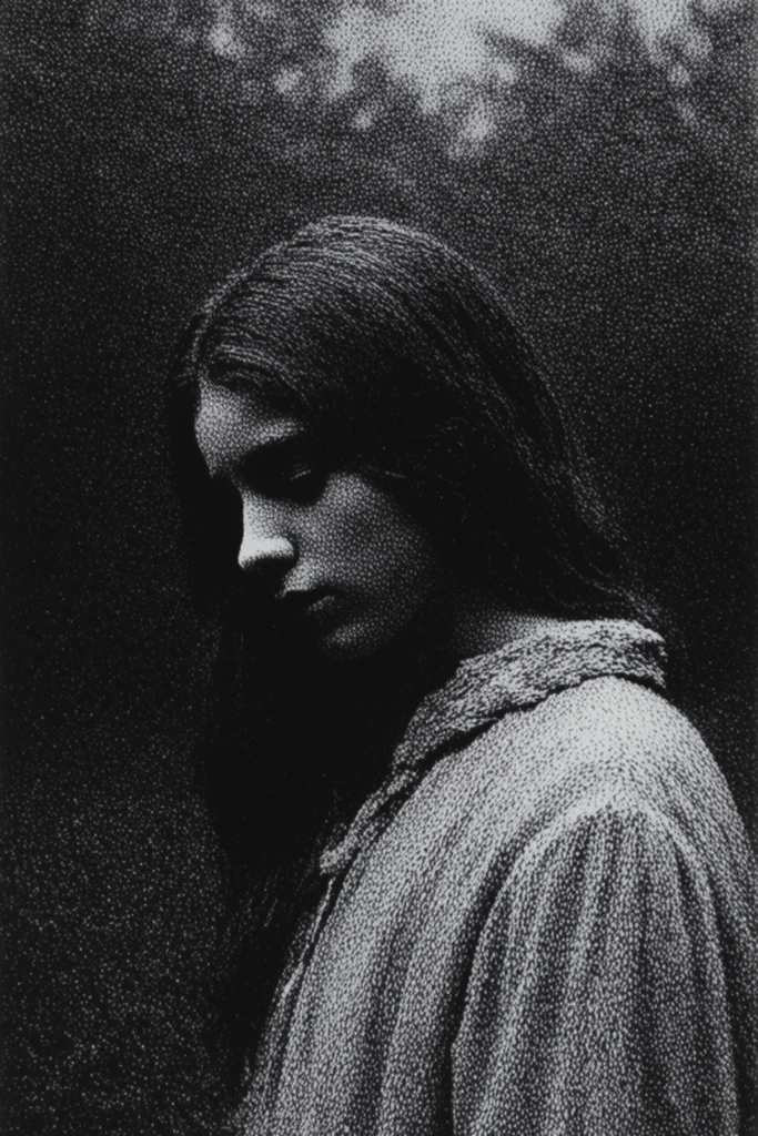 Stippled Chiaroscuro Noir style AI image example 1