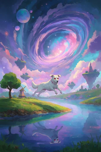 Luminous Cosmic Dreamscape style reference image — vibrant digital illustration