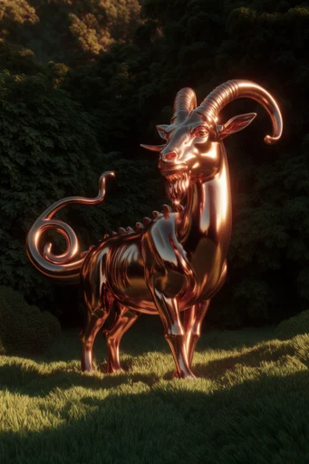 Luminous Metallic Surrealism style reference image — reflective metallic textures