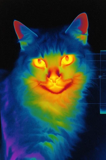 Luminous Thermal Noir style reference image — electric blue and neon palette