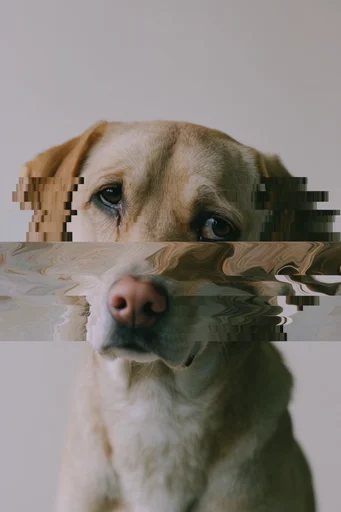 Fragmented Surrealist Portraiture style reference image — digital artifacting