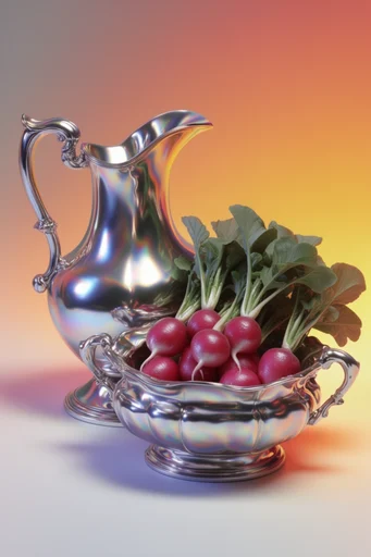 Iridescent Liquid Chrome style reference image — iridescent metallic
