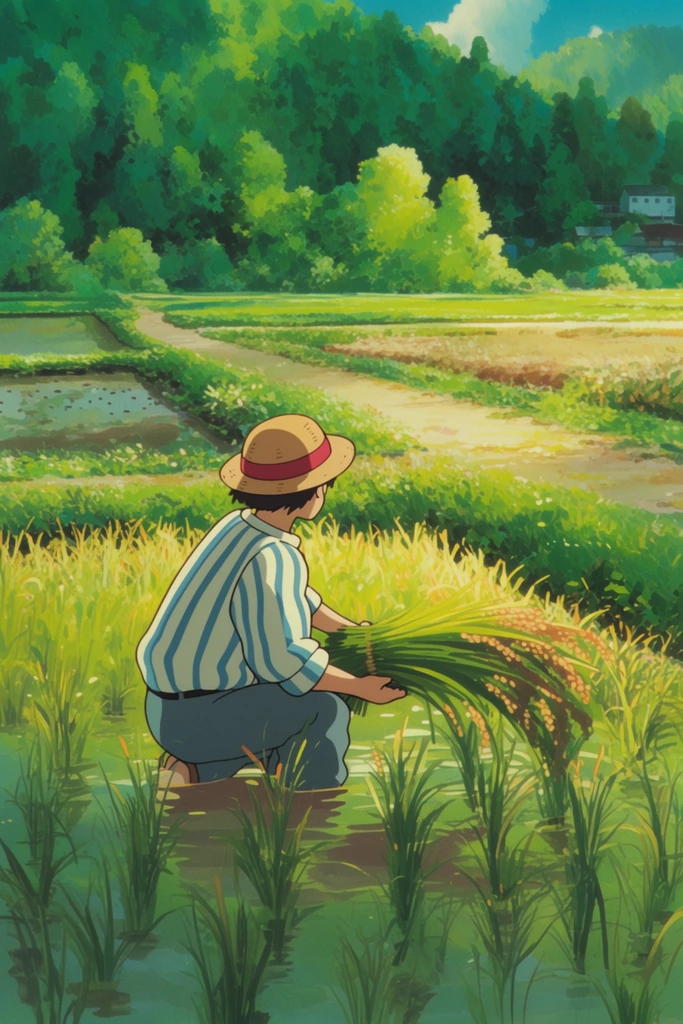 Nostalgic Ghibli Summer style AI image example 1