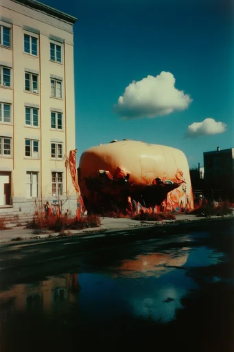 Sun-Drenched Retro Surrealism style reference image — vintage Kodachrome film