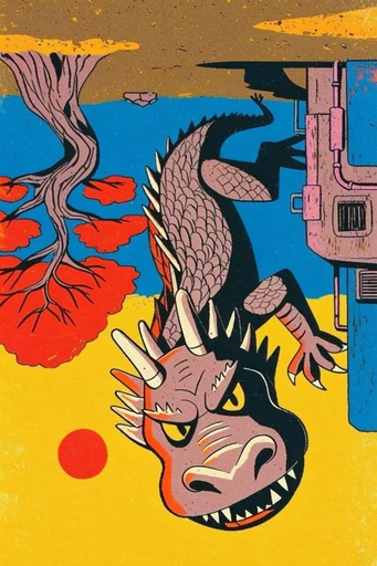 Retro Graphic Surrealism style reference image — high-contrast ink linework
