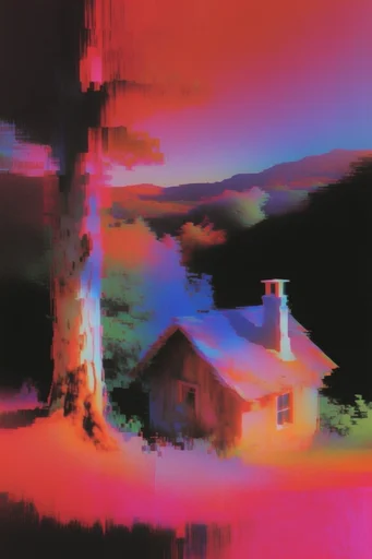 Corrupted Neon Dreamcore style AI image example 4
