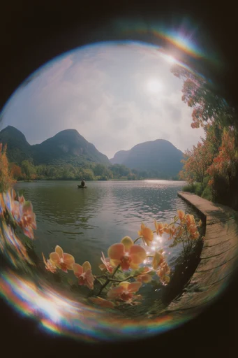 Sun-Drenched Fisheye Dreamscape style reference image — vibrant saturation