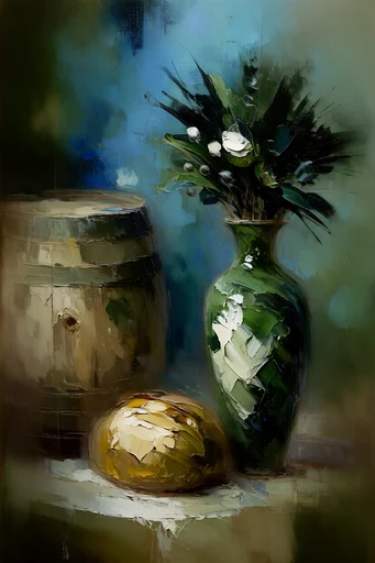 Textured Atmospheric Expressionism style reference image — sculptural palette knife texture