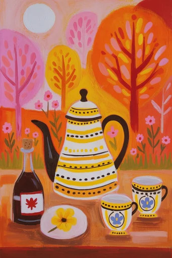 Vibrant Naive Collage style reference image — vibrant gouache texture