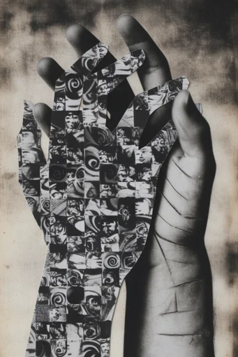 Antiquarian Surrealist Collage style reference image — surrealist juxtaposition