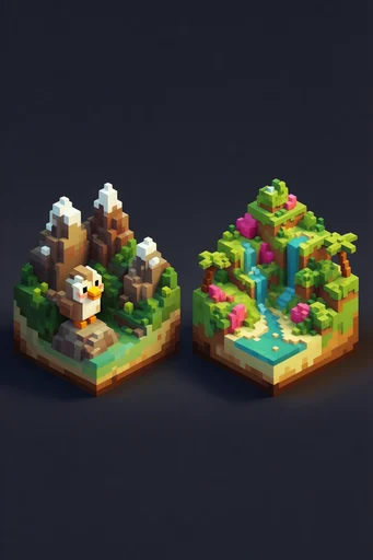 Isometric Voxel Narratives style reference image — isometric 3D voxel art