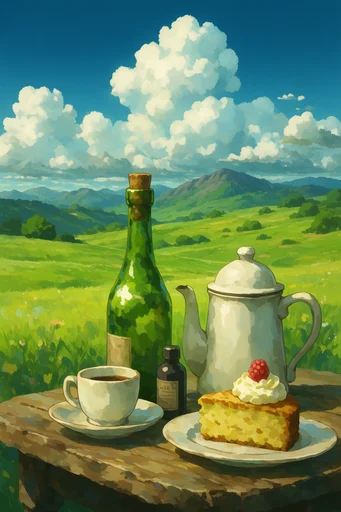 Nostalgic Ghibli Pastoral style reference image — hand-painted anime background
