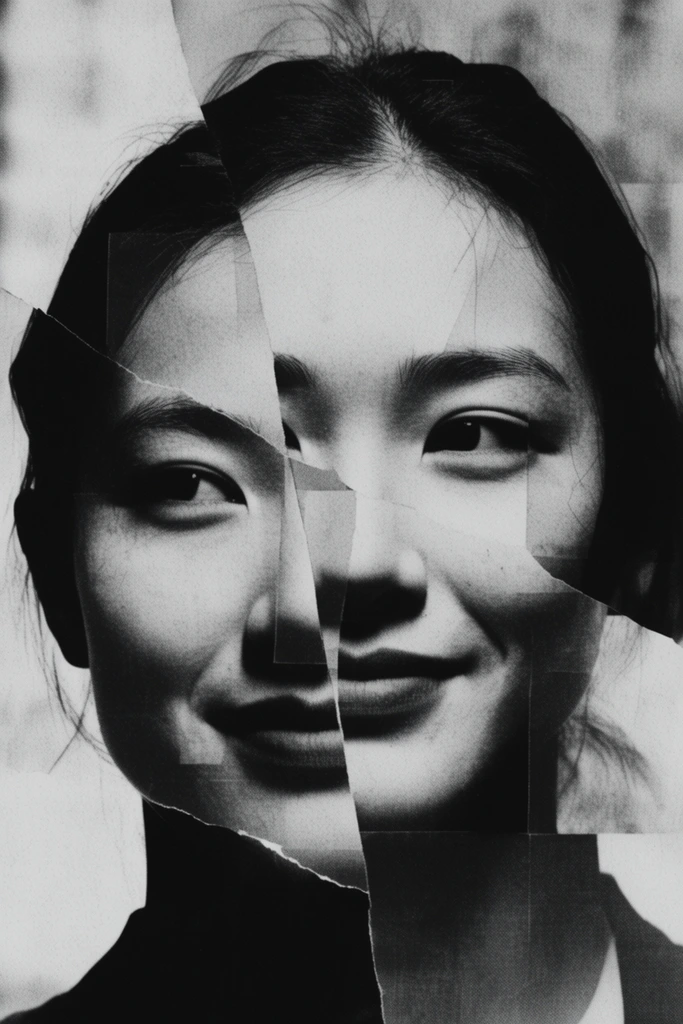Deconstructed Monochrome Surrealism style AI image example 1