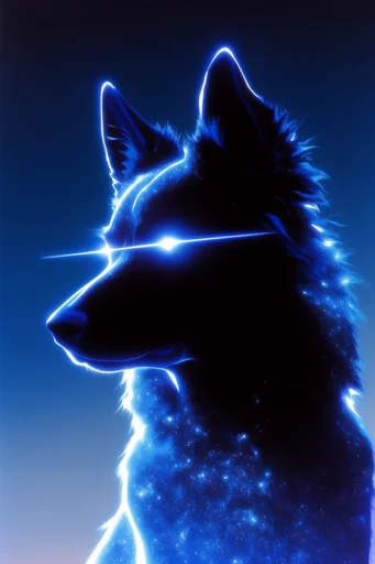 Neon Astral Retro-Futurism style reference image — electric blue rim lighting