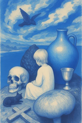 Oneiric Ink Surrealism moodboard — generate AI images in this style